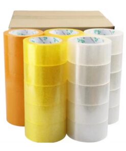Băng dính đóng hàng. Khổ cuộn: 2.4cm. Khối lượng: 1kg/cuộn. Màu sắc: Vàng đậm
