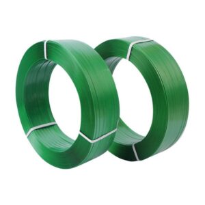 Dây đai đóng hàng PET. Hàng Phổ thông. Bản rộng: 19 mm. Độ dày: 0.8 mm. Định lượng: 20kg/cuộn. Màu xanh