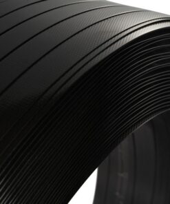 Dây đai nhựa PET. Hàng Phổ thông. Bản rộng: 19 mm. Độ dày: 0.9 mm. Định lượng: 20kg/cuộn. Màu đen