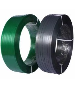 Dây đai nhựa pet. Hàng loại A. Bản rộng: 19 mm. Độ dày: 0.8 mm. Định lượng: 20kg/cuộn. Màu xanh