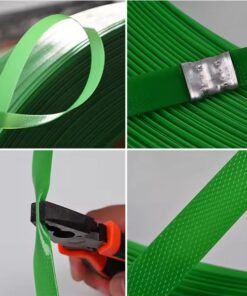 Dây đai nhựa pet. Hàng loại A. Bản rộng: 19 mm. Độ dày: 0.8 mm. Định lượng: 20kg/cuộn. Màu xanh
