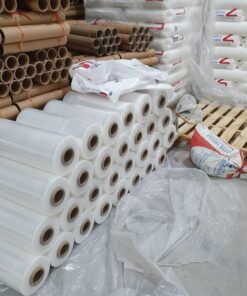 24 Cuộn Màng PE quấn máy. Khổ cuộn 50cm, Trọng lượng 35kg/cuộn.