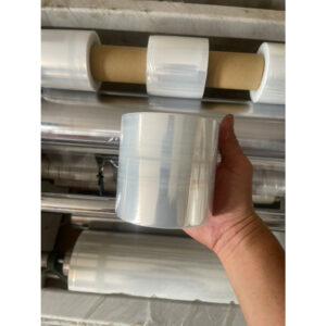 Cuộn Màng PE. Khổ cuộn: 10cm. Khối lượng: 0.5kg/cuộn. Màu sắc: Trong suốt