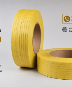 Dây đai nhựa loại S, hàng nguyên sinh bóng, dùng cho máy đóng đai tự động, bản 15mm, dày 01mm, màu vàng