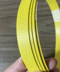 Dây đai nhựa PP loại A, hàng nguyên sinh, dùng cho máy đóng đai tự động, bản 15mm, dày 01mm, màu vàng